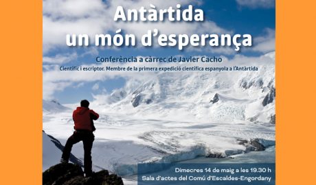 El cartell anunciant la conferència d'aquest dimecres