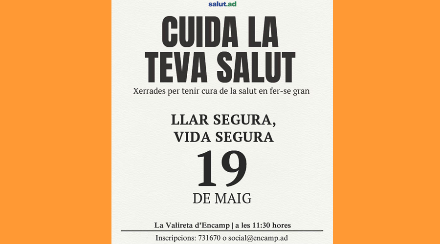 Cartell anunciant la xerrada d'aquest dilluns per a la gent gran (Comú d'Encamp)
