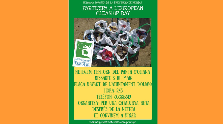 Cartell anunciant l'acció de neteja a l'entorn del pantà d'Oliana