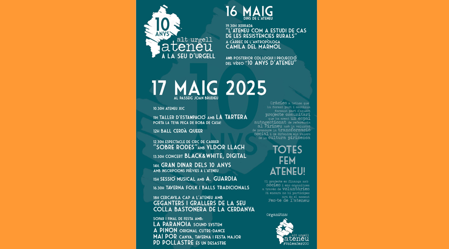 Programa del 10è aniversari de l'Ateneu de l'Alt Urgell