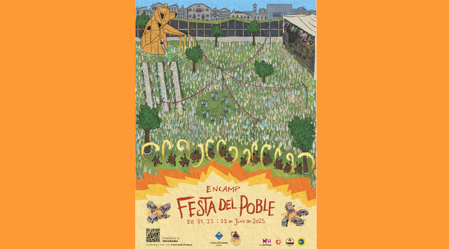 Cartell de la Festa del Poble 2025, obra de l’il·lustrador andorrà, Xavier Casal (Comú d'Encamp)