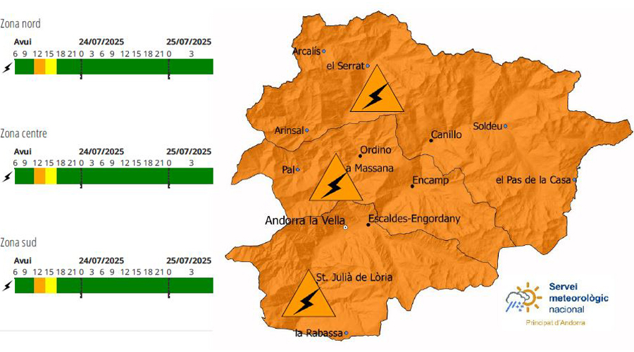 La previsió de fortes tempestes fa activar l'avís taronja (SMN)