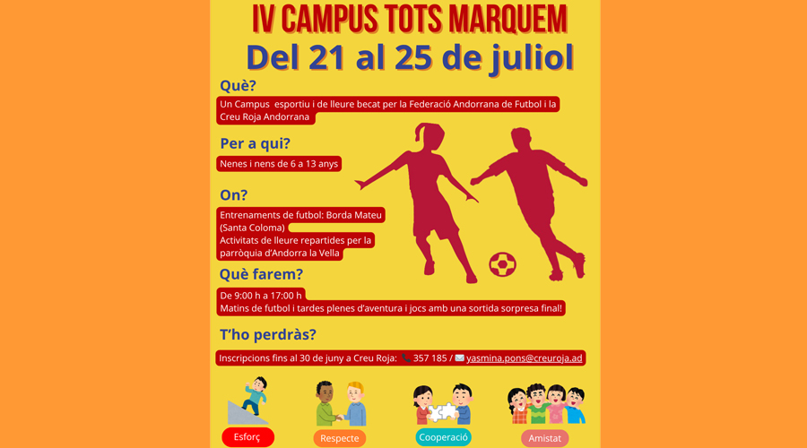 Cartell del "Campus Tots Marquem" (Creu Roja Andorrana)