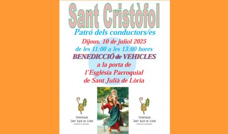 Cartell anunciant la benedicció dels vehicles a Sant Julià
