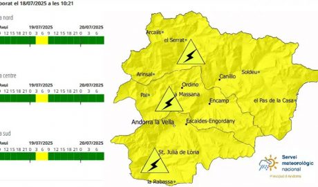 Avís groc per tempestes elèctriques de divendres a dissabte