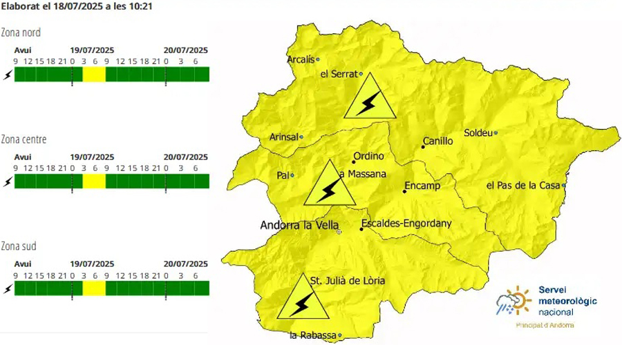 Avís groc per tempestes elèctriques de divendres a dissabte (SMN)