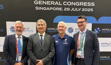 D'esquerra a dreta: Els presidents de l'RFEN, de la FAN, de l'FFN i de Mònaco