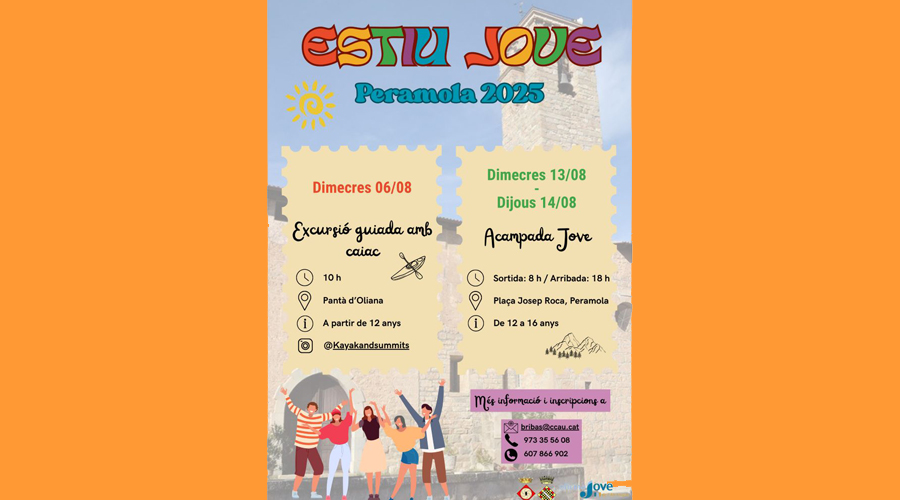 Cartell anunciant les dues activitats de l'Estiu Jove Peramola