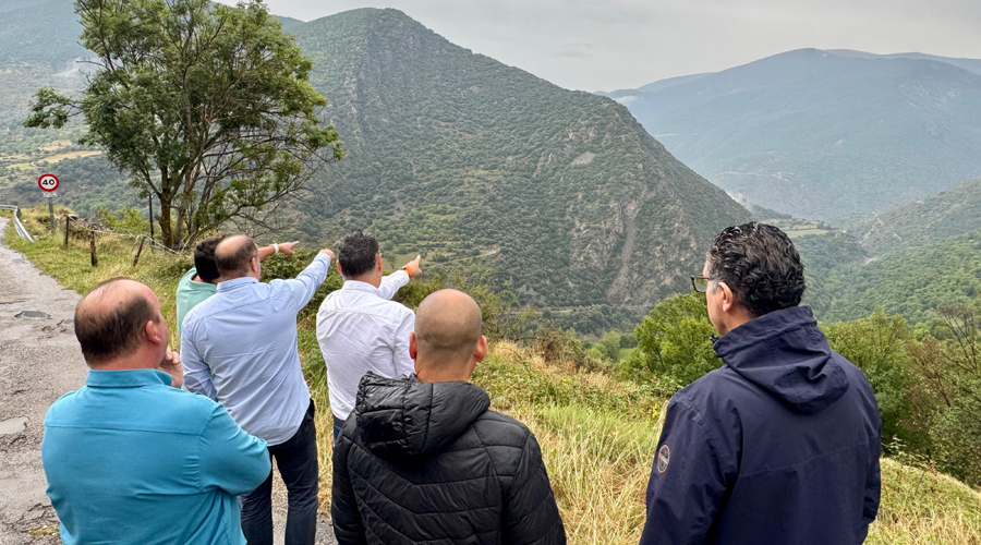 Les autoritats observant la zona d'incidència (Diputació de Lleida)