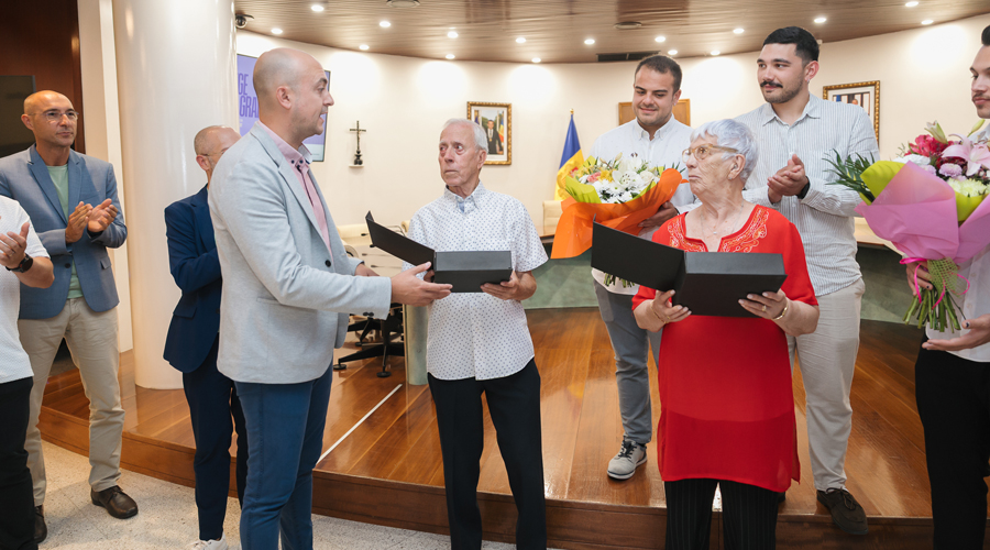Els dos homenatjats, en Francisco i na Maria (Comú d'Encamp)