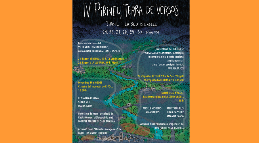 Programa del festival de poesia i música 'Pirineu, Terra de Versos', que tindrà lloc a la Seu i Ripoll