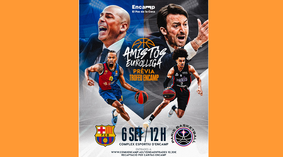 Cartell anunciant el primer dels partits que acollirà Encamp (Comú d'Encamp)