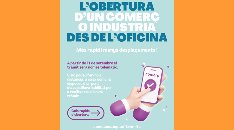 A partir de l'1 de setembre la tramitació serà exclusivament telemàtica (Comú d'Encamp)