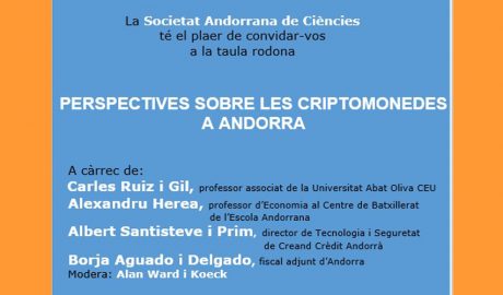 Cartell anunciant la taula rodona sobre les criptomonedes