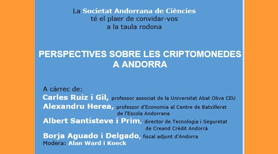 Cartell anunciant la taula rodona sobre les criptomonedes (SAC)