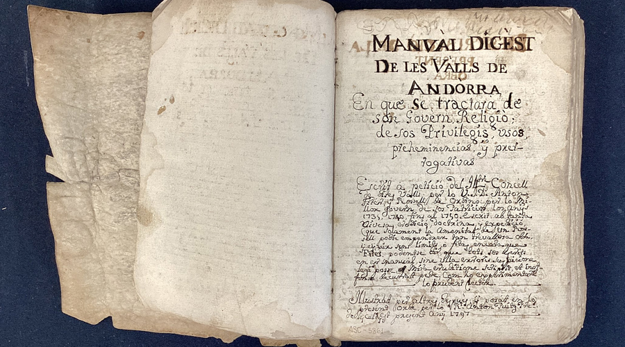El manual abans de la seva restauració (Consell General)
