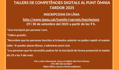 Cartell anunciant els tallers del Punt Òmnia