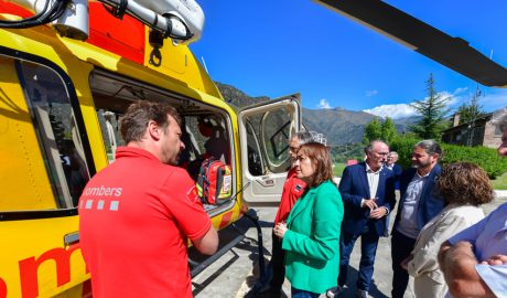 La consellera catalana, Sílvia Paneque, a l'heliport de Tírvia, al Pallars Sobirà