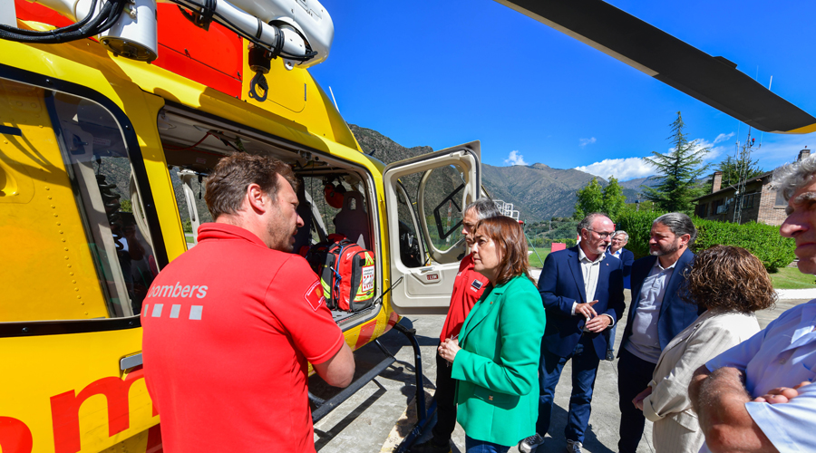 La consellera catalana, Sílvia Paneque, a l'heliport de Tírvia, al Pallars Sobirà (Govern.cat)