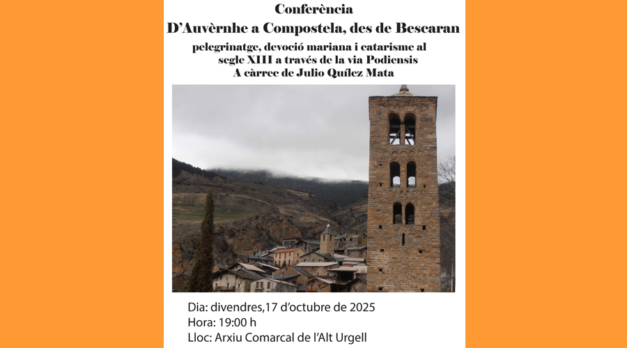 La conferència se celebrarà aquest divendres a la Seu (Arxiu Comarcal de l'Alt Urgell)