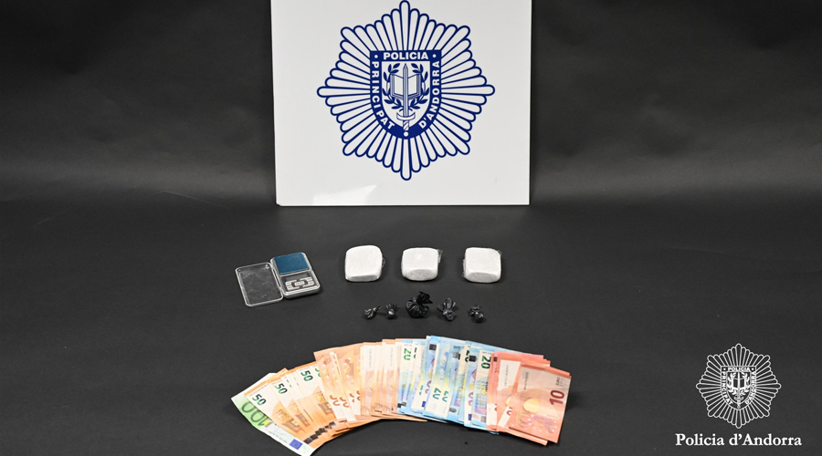 Droga i diners intervinguts pel servei de l'ordre (Policia d'Andorra)