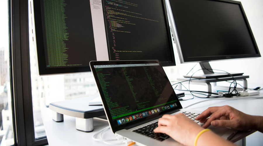 Una persona treballant en una empresa amb el seu ordinador (pexels-divinetechygirl)