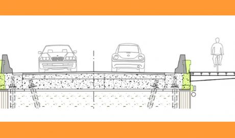 Plànol de la secció del pont d'Adrall amb la vorera que es construirà