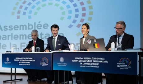 A l'esquerra, Marc Magallon i al costat, Carles Ensenyat en la sessió inaugural