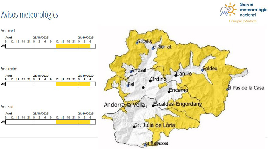 Avís groc per a aquest dijous (SMN)