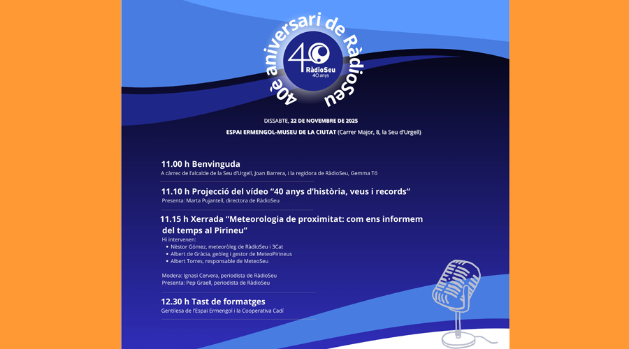 Cartell anunciador de l'esdeveniment pels 40 anys de RàdioSeu (Aj. la Seu)