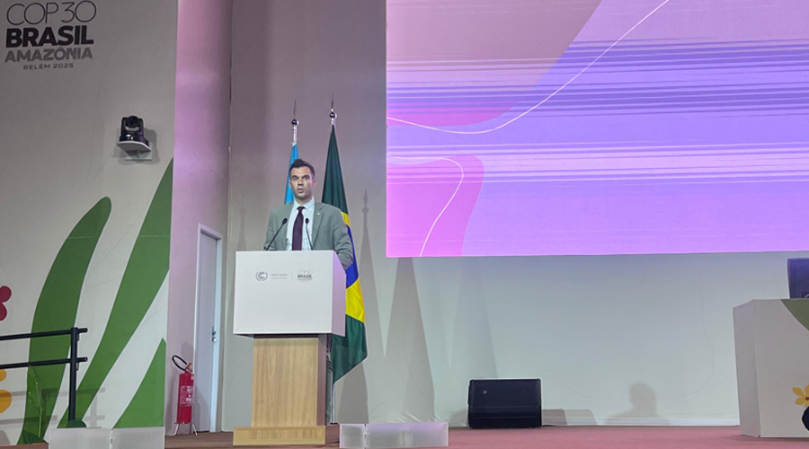 El secretari d'Estat, David Forné, durant la seva intervenció a la COP30 (SFGA)