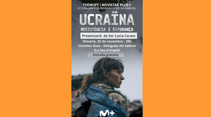 Cartell anunciant la projecció del documental i la intervenció de sor Lucía Caram (Aj. la Seu)