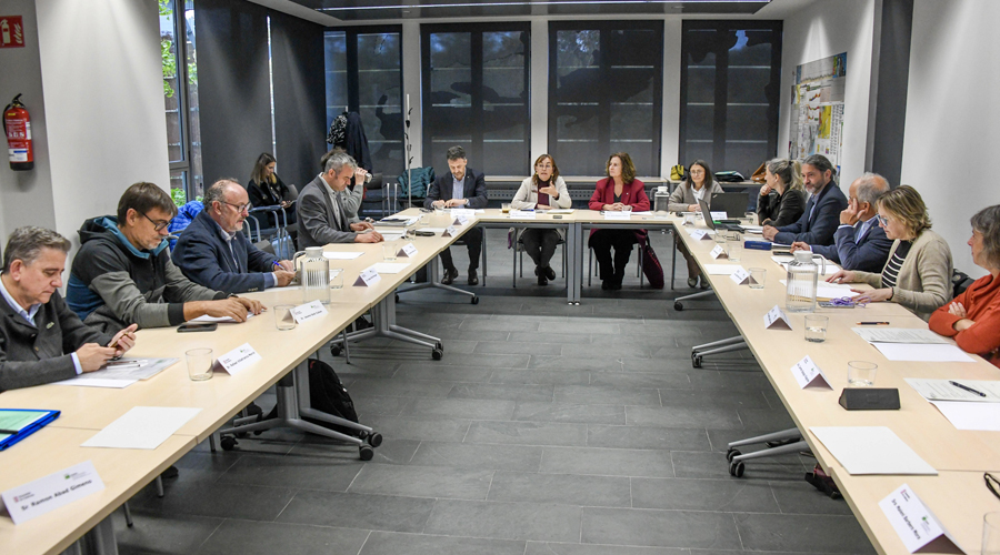 Al fons i al centre, la consellera Paneque presidint la reunió del Consell Rector l'IDAPA (Govern.cat)