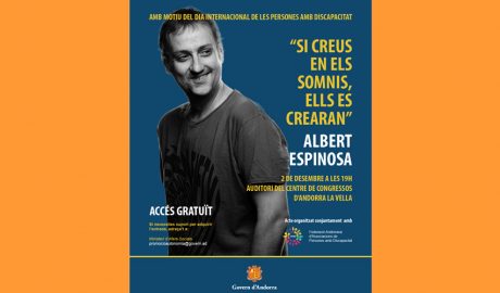 Cartell anunciant la conferència d'Albert Espinosa