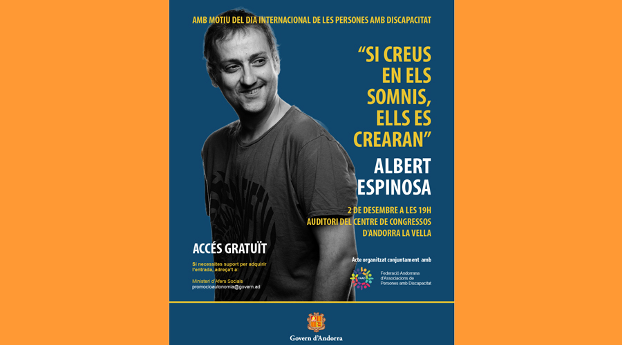 Cartell anunciant la conferència d'Albert Espinosa (SFGA)