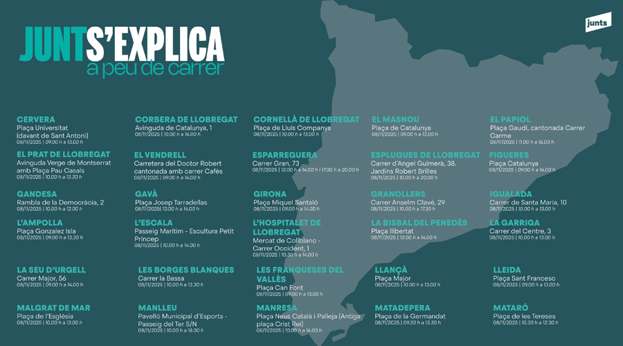 Punts informatius de la campanya 'Junts s'explica. A peu de carrer', aquest cap de setmana
