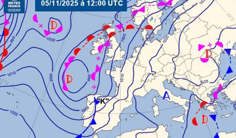 Mapa del temps on es constata l'arribada del front