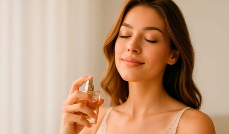 Una dona olorant un perfum