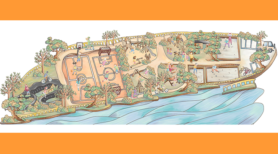 Dibuix recreant com quedarà el parc del Prat Senzill (Comú de Sant Julià)