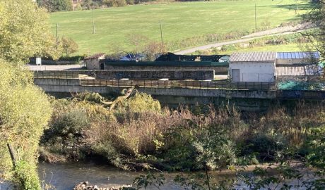 L'àrea de pic-nic vora el riu Segre, a la Seu, vista des del camí de la Palanca