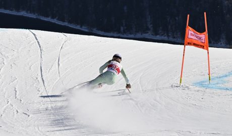Cande Moreno en el primer entrenament oficial de descens