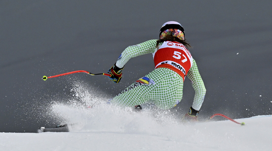 Cande Moreno, al segon entrenament de descens a la WC de St Moritz. Foto: Alain Grosclaude Agence Zoom