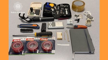 Els objectes intervinguts als tres detinguts