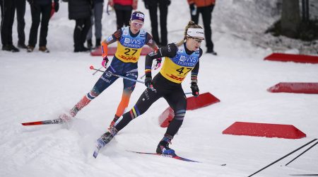 Al centre de la imatge, Gina del Rio, als 20km skiathlon de la WC de Trondheim