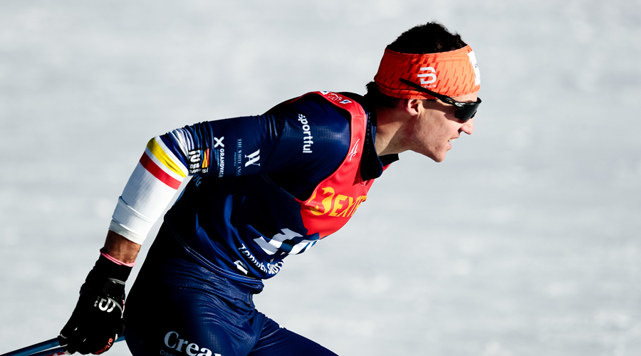 Irineu Esteve, a l'sprint del Tour d'Ski, a Toblach. Foto: Nordic Focus
