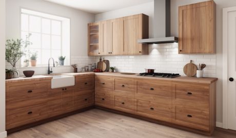 Una cuina on destaca la fusta com element principal