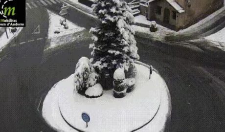 Imatge del poble d'Erts aquest dilluns des de la càmera del servei de Mobilitat d'Andorra