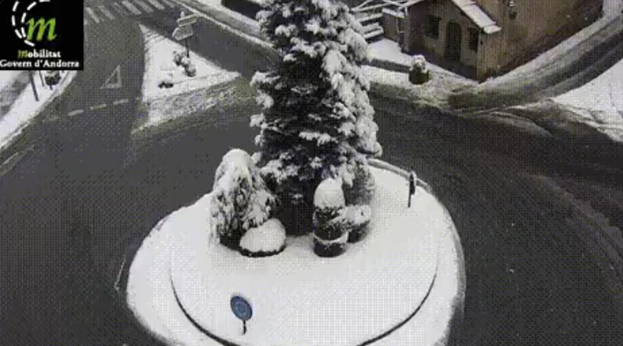 Imatge del poble d'Erts aquest dilluns des de la càmera del servei de Mobilitat d'Andorra