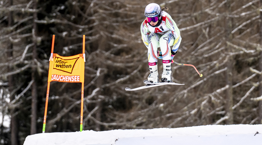 Cande Moreno, a l'entrenament de descens d'aquest dijous, a Zauchensee. Foto: Agence Zoom