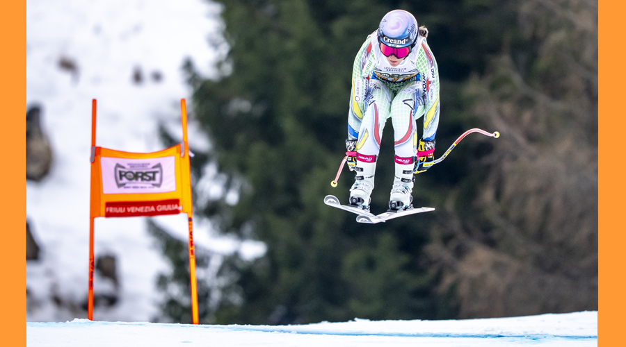 Cande Moreno, al descens de Tarvisio. Foto: Agence Zoom